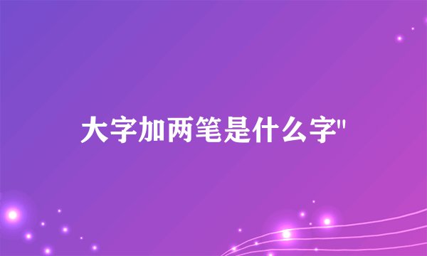 大字加两笔是什么字