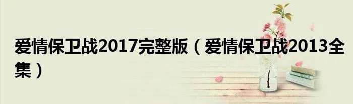 爱情保卫战2017完整版（爱情保卫战2013全集）