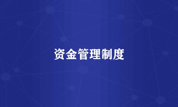 资金管理制度