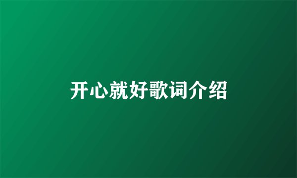 开心就好歌词介绍