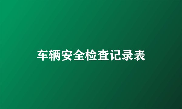 车辆安全检查记录表
