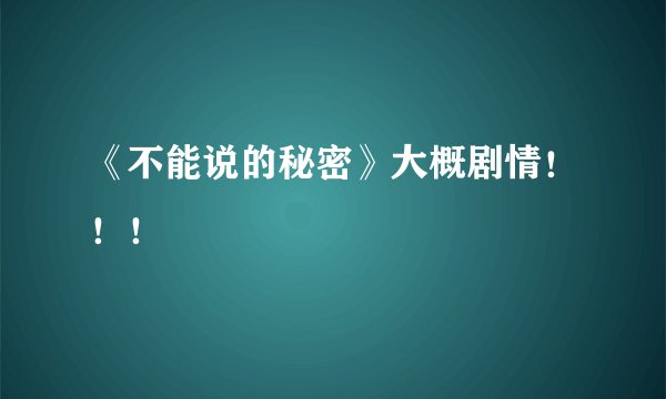 《不能说的秘密》大概剧情！！！