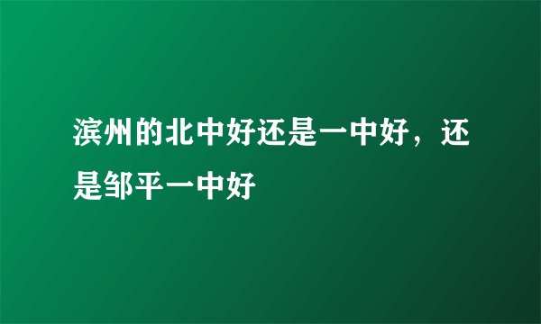 滨州的北中好还是一中好，还是邹平一中好