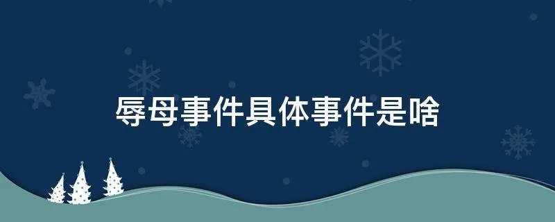 辱母事件具体事件是啥