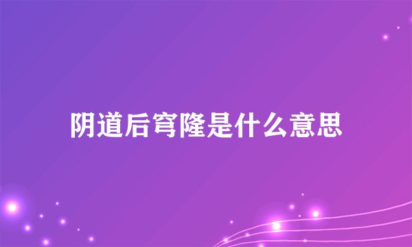 阴道后穹隆是什么意思
