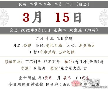 2022年农历二月十三日老黄历宜忌详解