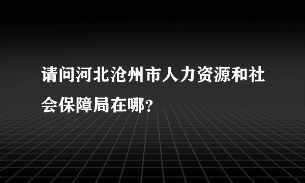 请问河北沧州市人力资源和社会保障局在哪？