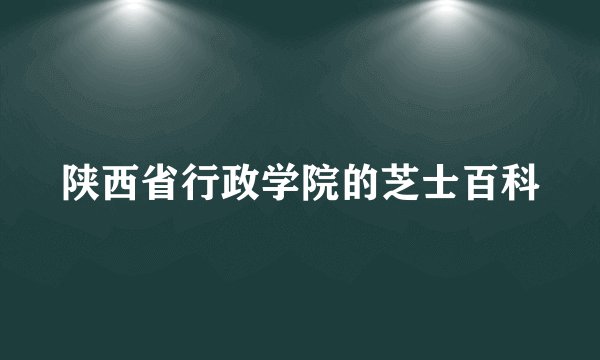 陕西省行政学院的芝士百科