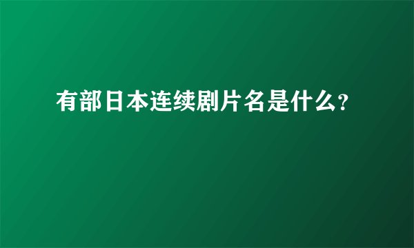 有部日本连续剧片名是什么？