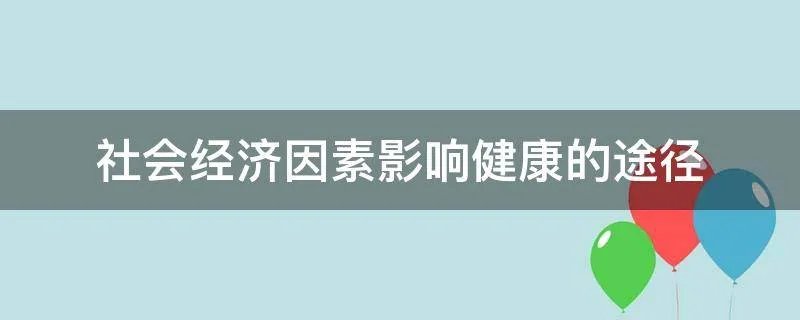 社会经济因素影响健康的途径