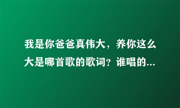 我是你爸爸真伟大,养你这么大是哪首歌的歌词?谁唱的?谢谢。