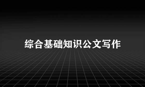 综合基础知识公文写作