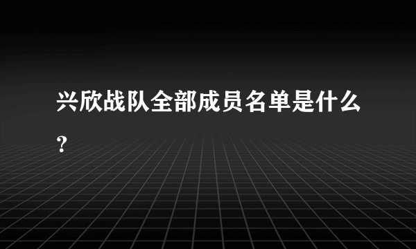 兴欣战队全部成员名单是什么？