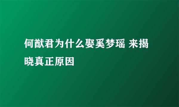 何猷君为什么娶奚梦瑶 来揭晓真正原因