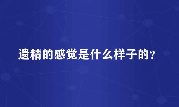 遗精的感觉是什么样子的？