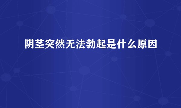 阴茎突然无法勃起是什么原因
