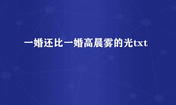 一婚还比一婚高晨雾的光txt