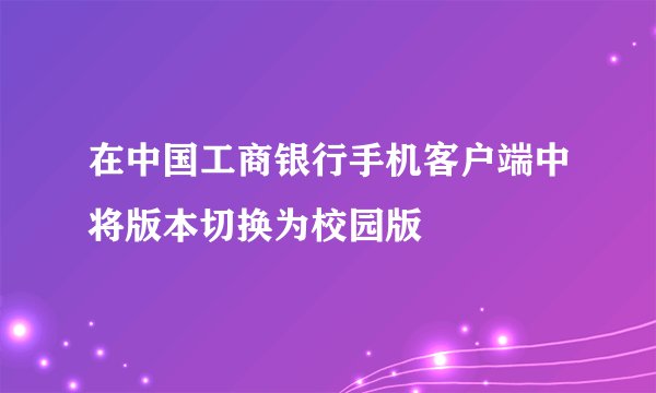 在中国工商银行手机客户端中将版本切换为校园版