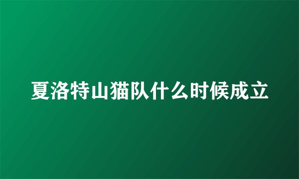 夏洛特山猫队什么时候成立