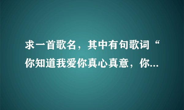 求一首歌名,其中有句歌词“你知道我爱你真心真意,你知道我永远都不放弃...”