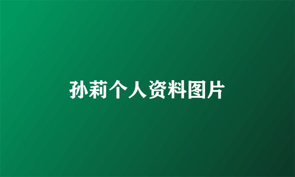 孙莉个人资料图片