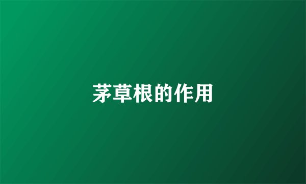 茅草根的作用