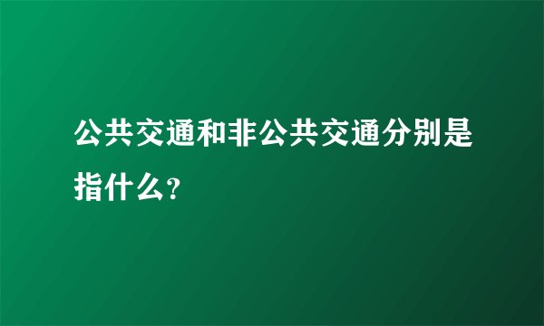 公共交通和非公共交通分别是指什么？