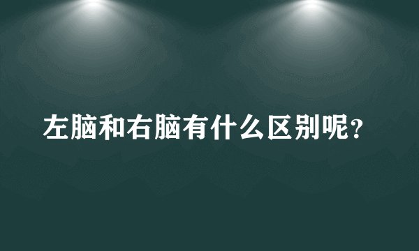 左脑和右脑有什么区别呢？