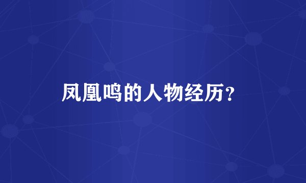 凤凰鸣的人物经历？