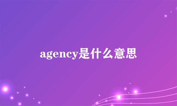 agency是什么意思