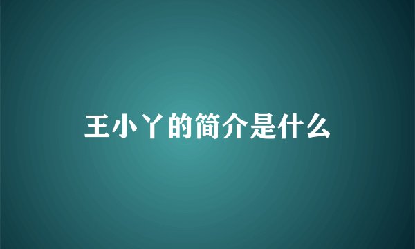 王小丫的简介是什么