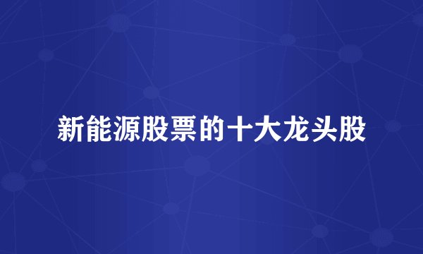 新能源股票的十大龙头股