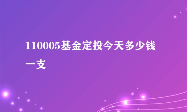 110005基金定投今天多少钱一支
