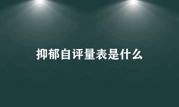 抑郁自评量表是什么