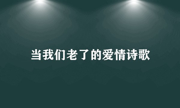 当我们老了的爱情诗歌