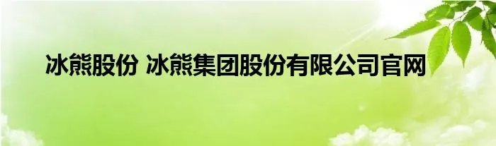 冰熊股份 冰熊集团股份有限公司官网