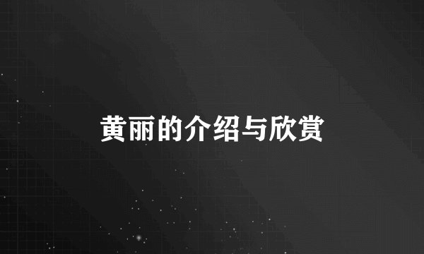 黄丽的介绍与欣赏