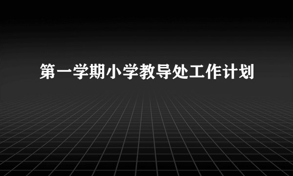 第一学期小学教导处工作计划