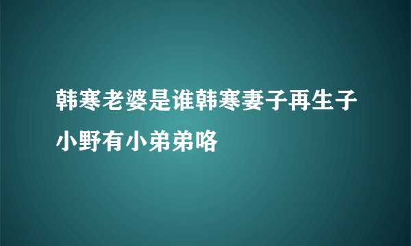 韩寒老婆是谁韩寒妻子再生子小野有小弟弟咯