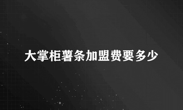大掌柜薯条加盟费要多少