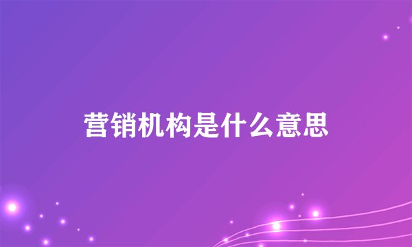 营销机构是什么意思