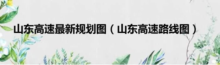 山东高速最新规划图（山东高速路线图）