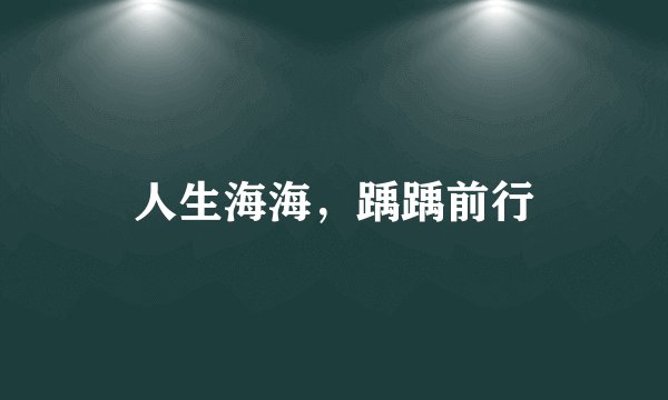 人生海海,踽踽前行