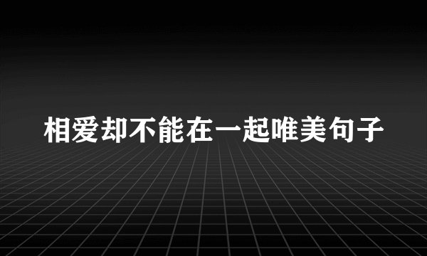 相爱却不能在一起唯美句子