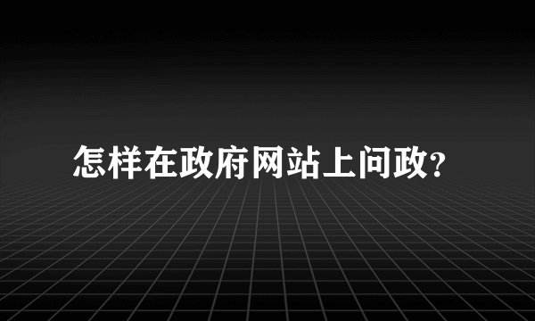 怎样在政府网站上问政？
