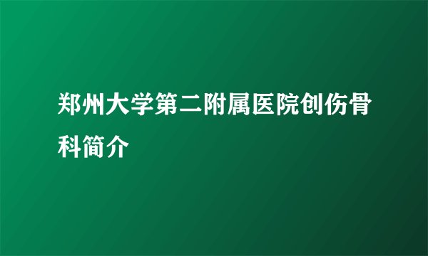 郑州大学第二附属医院创伤骨科简介