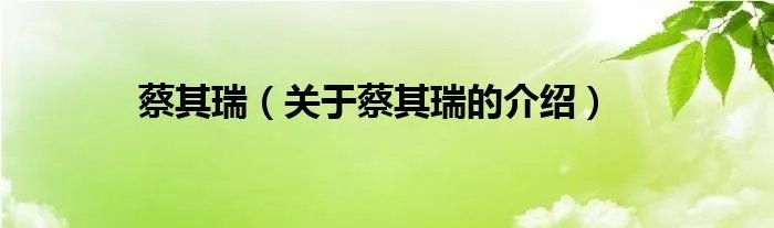 蔡其瑞（关于蔡其瑞的介绍）