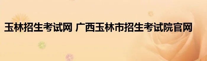 玉林招生考试网 广西玉林市招生考试院官网