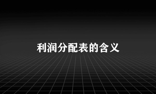利润分配表的含义