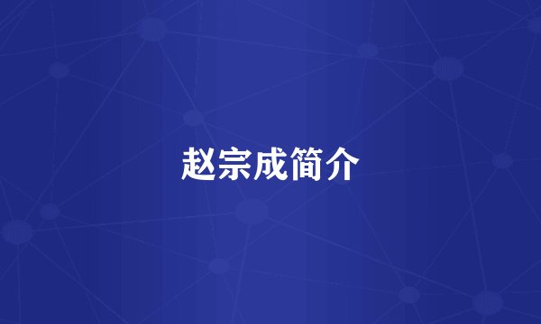 赵宗成简介